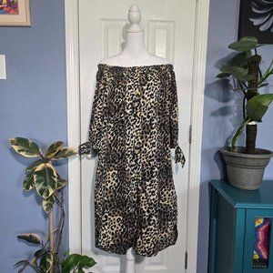 NWOT MPH Collection Women's Off The Shoulder Animal Print Midi Dress